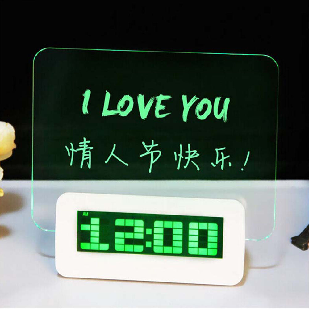 Alarm Backlight Memo Board Electric Unqiue Multifunctional Fluorescent Clock UV